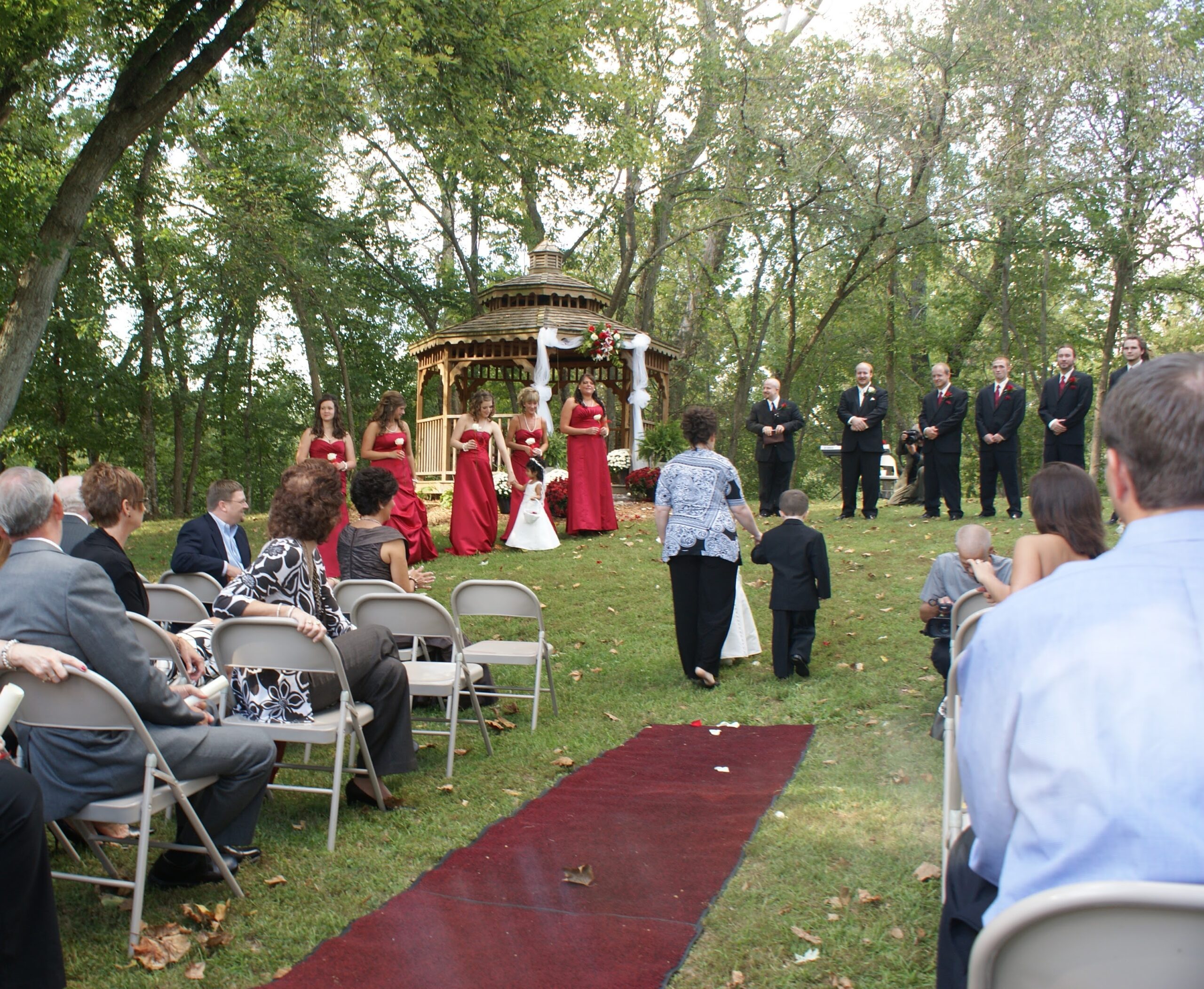 Wedding ceremony at the gazebo at Faith Family Farms